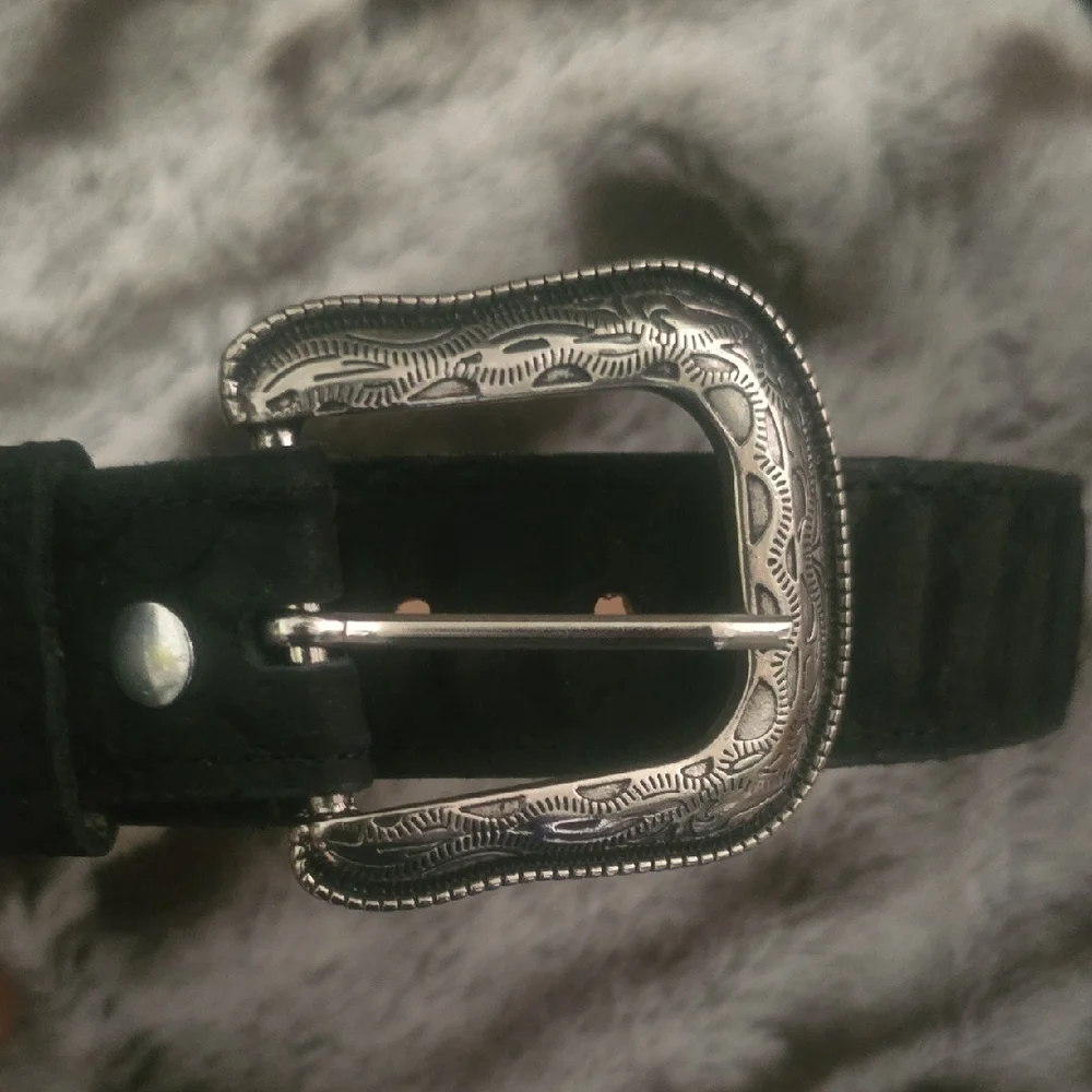 Stylish Black Kids Belt with Silver Buckle